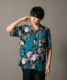 【UNIIT/ユニット】レーヨン100％ 接触冷感　総柄シャツ 　アロハシャツ 　ストリート 　モード 　カジュアル 夏服 　オープンカラーシャツ 　開襟シャツ