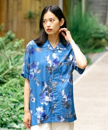 【UNIIT/ユニット】レーヨン100％ 接触冷感　総柄シャツ 　アロハシャツ 　ストリート 　モード 　カジュアル 夏服 　オープンカラーシャツ 　開襟シャツ