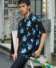 【UNIIT/ユニット】レーヨン100% 接触冷感 総柄シャツ アロハシャツ ストリート モード カジュアル 夏服 オープンカラーシャツ 開襟シャツ