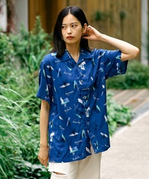 【UNIIT/ユニット】レーヨン100% 接触冷感 総柄シャツ アロハシャツ ストリート モード カジュアル 夏服 オープンカラーシャツ 開襟シャツ