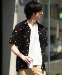 【UNIIT/ユニット】レーヨン100% 接触冷感 総柄シャツ アロハシャツ ストリート モード カジュアル 夏服 オープンカラーシャツ 開襟シャツ