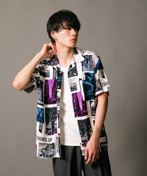【UNIIT/ユニット】レーヨン100% 接触冷感 総柄シャツ アロハシャツ ストリート モード カジュアル 夏服 オープンカラーシャツ 開襟シャツ