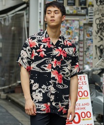 【UNIIT/ユニット】レーヨン100% 接触冷感 総柄シャツ アロハシャツ ストリート モード カジュアル 夏服 オープンカラーシャツ 開襟シャツ
