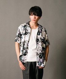 【UNIIT/ユニット】レーヨン100% 接触冷感 総柄シャツ アロハシャツ ストリート モード カジュアル 夏服 オープンカラーシャツ 開襟シャツ