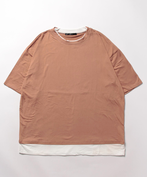 NO WAY(ノーウェイ)の「【Bz】【LAnGe】フェイクレイヤードルーズシルエットTシャツ 韓国ファッション 韓国系(Tシャツ/カットソー・メンズ・ブラック/ホワイト/ブラウン/ネイビー/レッド系その他・X-LARGE/MEDIUM/LARGE)」の3枚目の写真