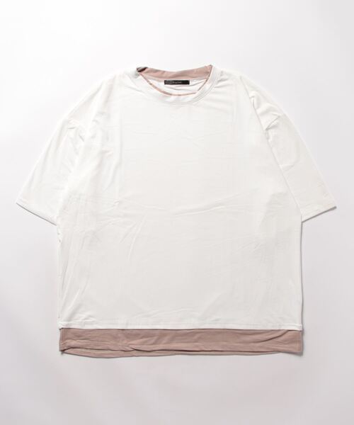 NO WAY(ノーウェイ)の「【Bz】【LAnGe】フェイクレイヤードルーズシルエットTシャツ 韓国ファッション 韓国系(Tシャツ/カットソー・メンズ・ブラック/ホワイト/ブラウン/ネイビー/レッド系その他・X-LARGE/MEDIUM/LARGE)」の1枚目の写真