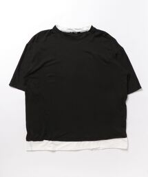 【Bz】【LAnGe】フェイクレイヤードルーズシルエットTシャツ 韓国ファッション 韓国系