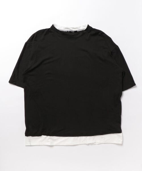 NO WAY(ノーウェイ)の「【Bz】【LAnGe】フェイクレイヤードルーズシルエットTシャツ 韓国ファッション 韓国系(Tシャツ/カットソー・メンズ・ブラック/ホワイト/ブラウン/ネイビー/レッド系その他・X-LARGE/MEDIUM/LARGE)」の2枚目の写真
