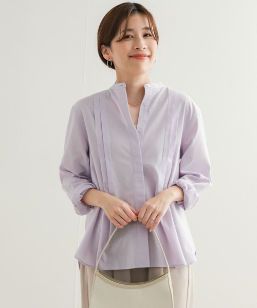 URBAN RESEARCH DOORS（アーバンリサーチドアーズ）の「コットンスタンドカラーシャツ（シャツ/ブラウス・レディース・オフホワイト/イエロー/ラベンダー・MEDIUM）」の3枚目の写真