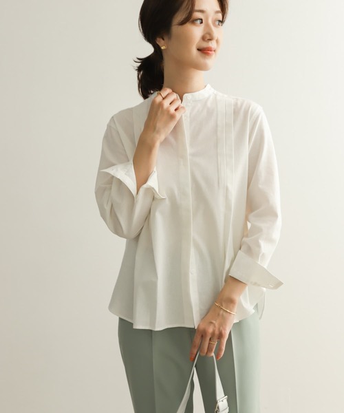 URBAN RESEARCH DOORS（アーバンリサーチドアーズ）の「コットンスタンドカラーシャツ（シャツ/ブラウス・レディース・オフホワイト/イエロー/ラベンダー・MEDIUM）」の4枚目の写真