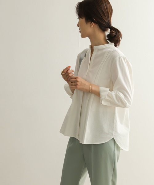 URBAN RESEARCH DOORS（アーバンリサーチドアーズ）の「コットンスタンドカラーシャツ（シャツ/ブラウス・レディース・オフホワイト/イエロー/ラベンダー・MEDIUM）」の7枚目の写真