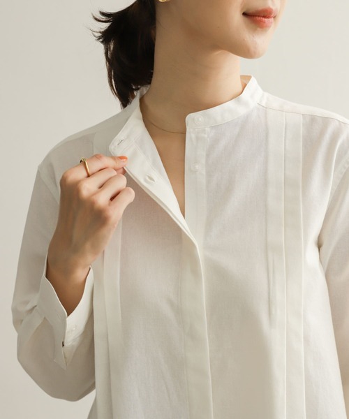 URBAN RESEARCH DOORS（アーバンリサーチドアーズ）の「コットンスタンドカラーシャツ（シャツ/ブラウス・レディース・オフホワイト/イエロー/ラベンダー・MEDIUM）」の19枚目の写真