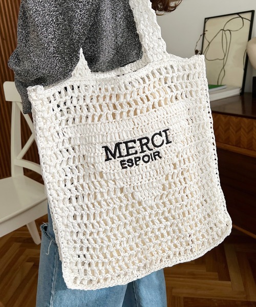 moment+（モーメントプラス）の「メッシュトートバッグ（トートバッグ・レディース・ブラック/オフホワイト・FREE）」の2枚目の写真