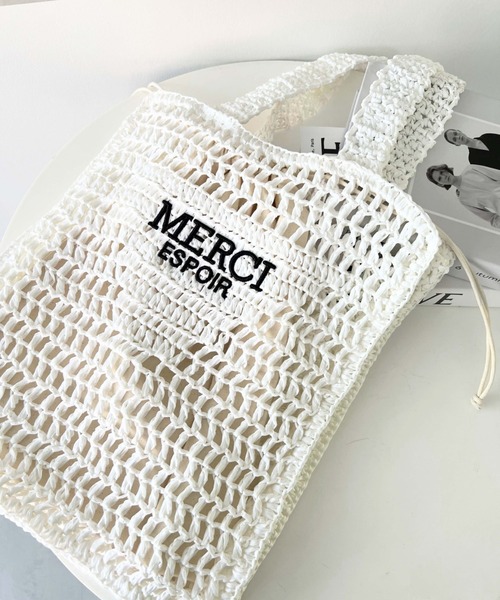 moment+（モーメントプラス）の「メッシュトートバッグ（トートバッグ・レディース・ブラック/オフホワイト・FREE）」の3枚目の写真