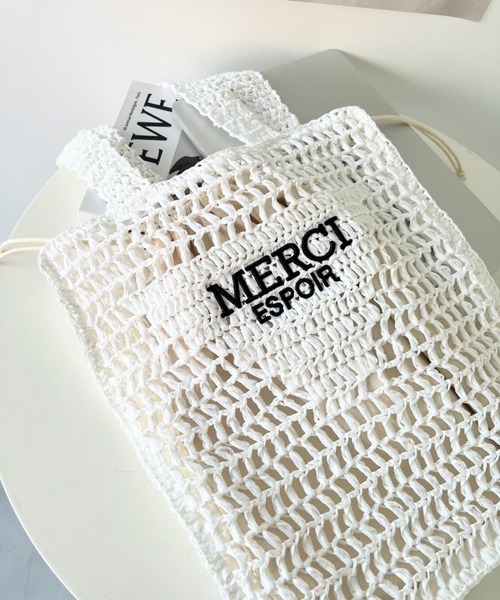 moment+（モーメントプラス）の「メッシュトートバッグ（トートバッグ・レディース・ブラック/オフホワイト・FREE）」の4枚目の写真
