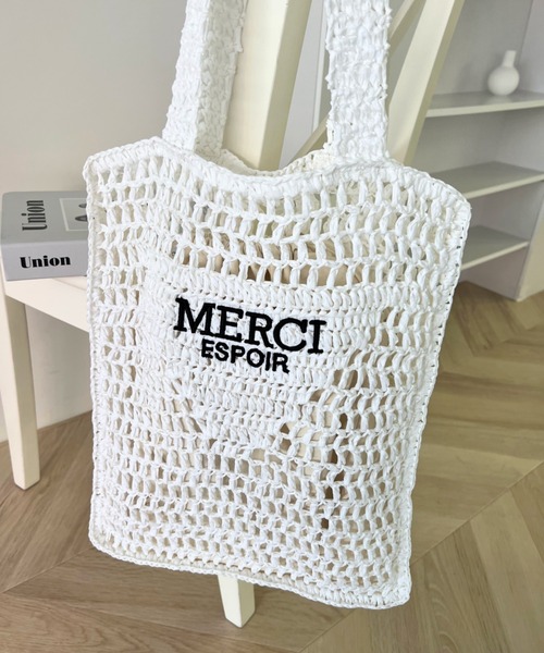 moment+（モーメントプラス）の「メッシュトートバッグ（トートバッグ・レディース・ブラック/オフホワイト・FREE）」の5枚目の写真