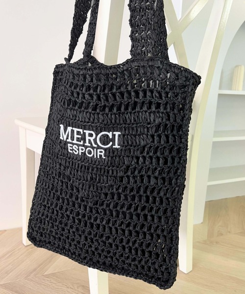 moment+（モーメントプラス）の「メッシュトートバッグ（トートバッグ・レディース・ブラック/オフホワイト・FREE）」の10枚目の写真