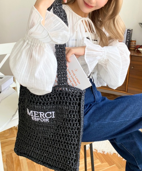 moment+（モーメントプラス）の「メッシュトートバッグ（トートバッグ・レディース・ブラック/オフホワイト・FREE）」の14枚目の写真