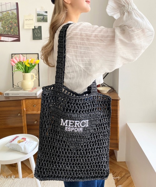 moment+（モーメントプラス）の「メッシュトートバッグ（トートバッグ・レディース・ブラック/オフホワイト・FREE）」の13枚目の写真