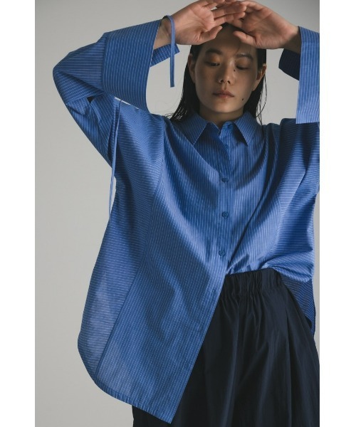 STYLEMIXER(スタイルミキサー)の「カフリボンビッグシャツ(シャツ/ブラウス・レディース・ホワイト/ホワイト系その他/ブルー系その他・FREE)」の3枚目の写真
