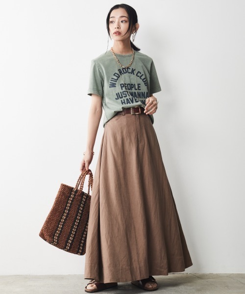 CHIC STYLE（シックスタイル）の「 レーヨン麻マキシスカート ＜大きいサイズ有＞シックスタイル（スカート・レディース・ネイビー/モカ/グリーン・4L/M/L/LL/3L/5L）」の12枚目の写真