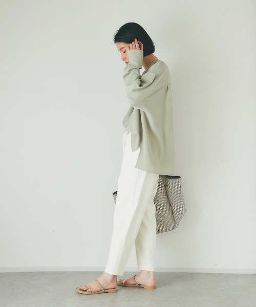 RIVE DROITE（リヴドロワ）の「裏地がなくても安心の生地感/ツイルドロストテーパードパンツ（その他パンツ・レディース・ネイビー/グリーン/オフホワイト・38/36）」の13枚目の写真