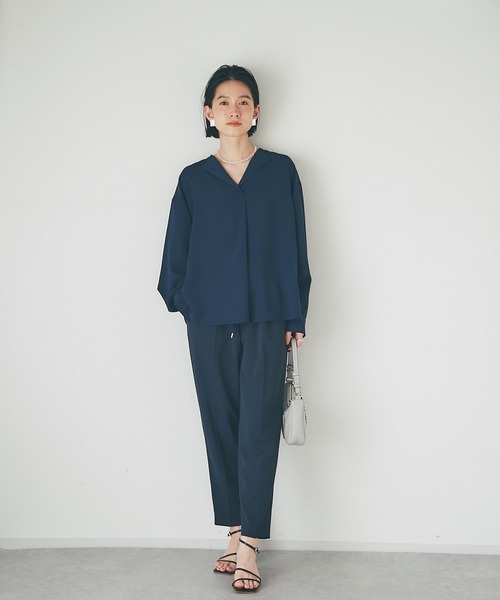 RIVE DROITE（リヴドロワ）の「裏地がなくても安心の生地感/ツイルドロストテーパードパンツ（その他パンツ・レディース・ネイビー/グリーン/オフホワイト・38/36）」の5枚目の写真