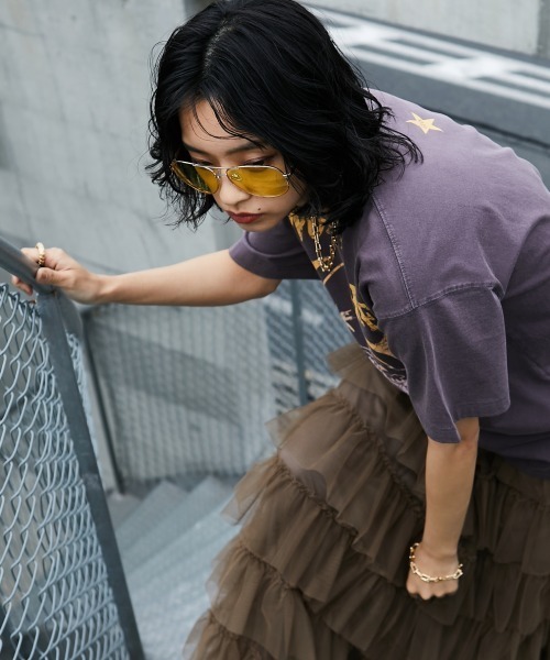 GEVS.（ジェイヴィス）の「＜大きいサイズ＞チュール8段フリルマキシスカート GEVS.（スカート・レディース・モカ/チャコール/ブラック・4L/3L/5L/L/LL）」の10枚目の写真