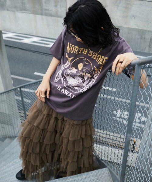 GEVS.（ジェイヴィス）の「＜大きいサイズ＞チュール8段フリルマキシスカート GEVS.（スカート・レディース・モカ/チャコール/ブラック・4L/3L/5L/L/LL）」の11枚目の写真