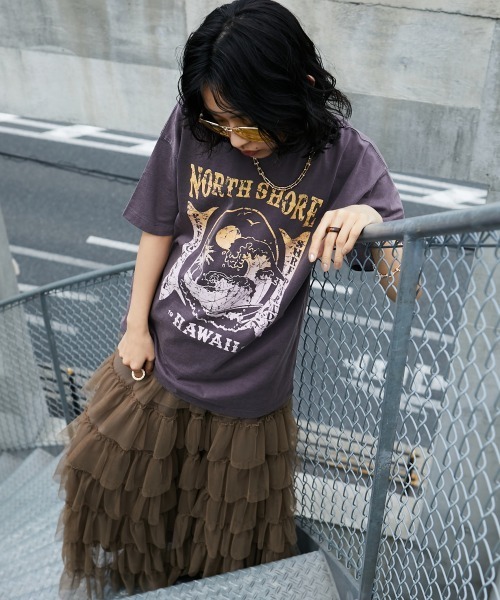 GEVS.（ジェイヴィス）の「＜大きいサイズ＞チュール8段フリルマキシスカート GEVS.（スカート・レディース・モカ/チャコール/ブラック・4L/3L/5L/L/LL）」の12枚目の写真