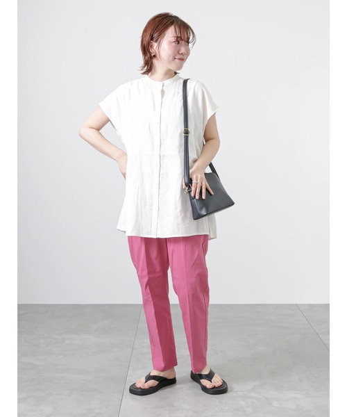 Lugnoncure（ルノンキュール）の「麻混フレンチスリーブブラウス（シャツ/ブラウス・レディース・オフホワイト/ブラック/グリーン・ﾌﾘ-）」の18枚目の写真