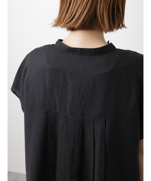 Lugnoncure（ルノンキュール）の「麻混フレンチスリーブブラウス（シャツ/ブラウス・レディース・オフホワイト/ブラック/グリーン・ﾌﾘ-）」の11枚目の写真