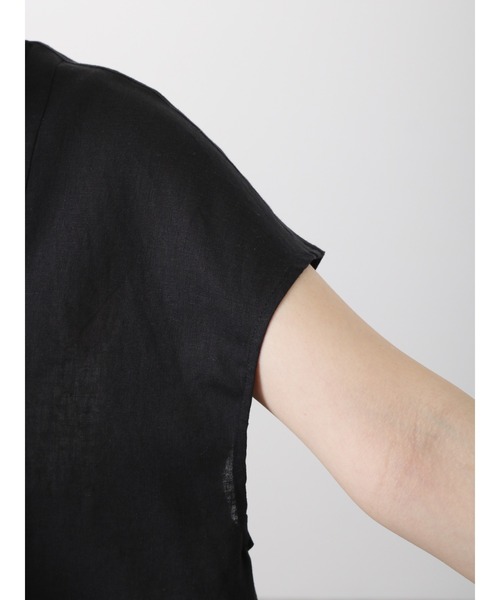 Lugnoncure（ルノンキュール）の「麻混フレンチスリーブブラウス（シャツ/ブラウス・レディース・オフホワイト/ブラック/グリーン・ﾌﾘ-）」の17枚目の写真