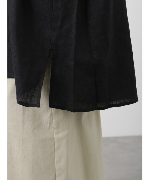 Lugnoncure（ルノンキュール）の「麻混フレンチスリーブブラウス（シャツ/ブラウス・レディース・オフホワイト/ブラック/グリーン・ﾌﾘ-）」の13枚目の写真