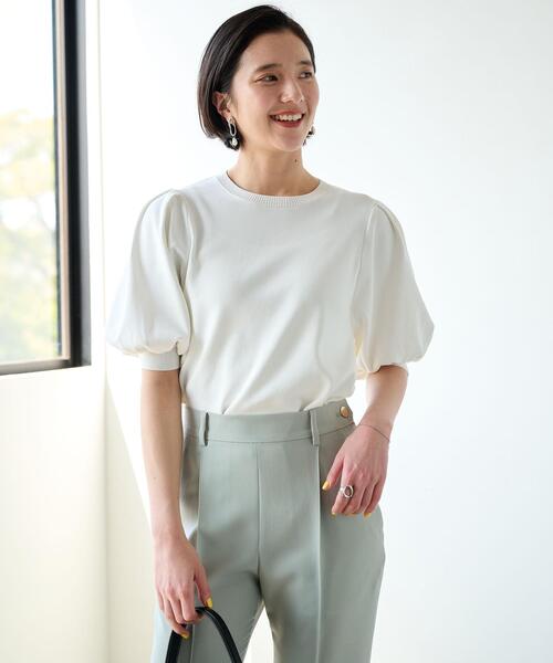 【WEB限定】サマーニットボリュームスリーブプルオーバー-接触冷感・UVカット・マシンウォッシャブル-