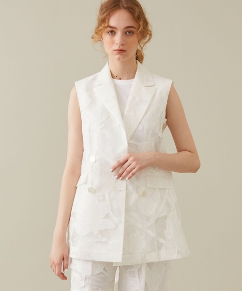 EBONY(エボニー)の「【EBONY/エボニー】Washi Flower Gilet/和紙フラワージレ(ベスト・レディース・ブラック・2)」の2枚目の写真