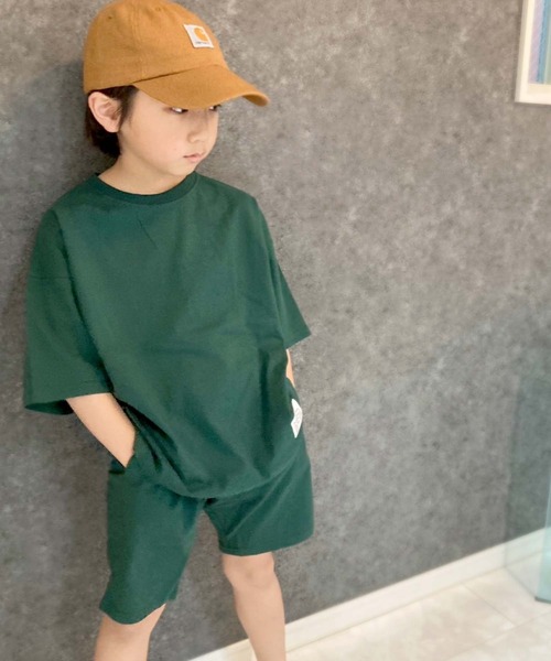 THE CASUAL（カジュアル）の「ピス付き無地　上下セット（Tシャツ/カットソー・キッズ・ブラック/ダークグリーン/杢グレー/オレンジ/ネイビー/ミント/ベージュ/チャコール・110cm/120cm/130cm/140cm/150cm/160cm）」の5枚目の写真