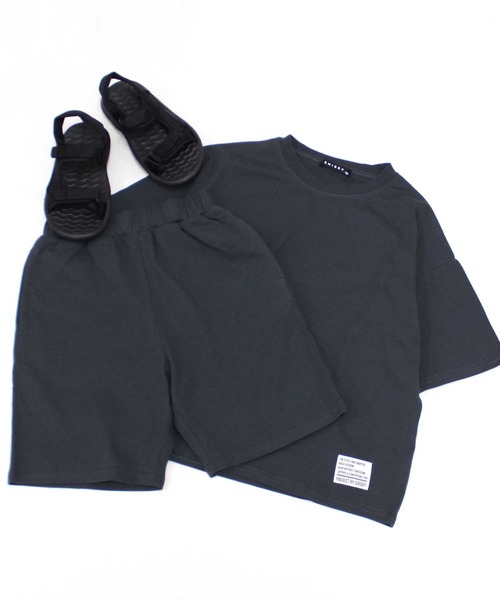 THE CASUAL（カジュアル）の「ピス付き無地　上下セット（Tシャツ/カットソー・キッズ・ブラック/ダークグリーン/杢グレー/オレンジ/ネイビー/ミント/ベージュ/チャコール・110cm/120cm/130cm/140cm/150cm/160cm）」の9枚目の写真