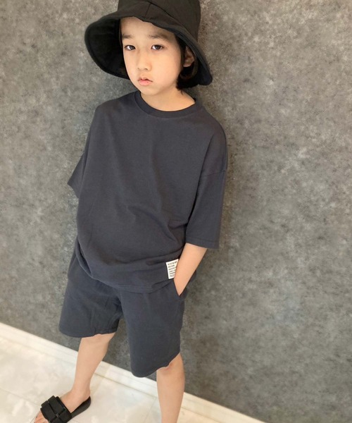 THE CASUAL（カジュアル）の「ピス付き無地　上下セット（Tシャツ/カットソー・キッズ・ブラック/ダークグリーン/杢グレー/オレンジ/ネイビー/ミント/ベージュ/チャコール・110cm/120cm/130cm/140cm/150cm/160cm）」の12枚目の写真