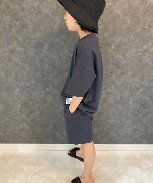 THE CASUAL（カジュアル）の「ピス付き無地　上下セット（Tシャツ/カットソー・キッズ・ブラック/ダークグリーン/杢グレー/オレンジ/ネイビー/ミント/ベージュ/チャコール・110cm/120cm/130cm/140cm/150cm/160cm）」の15枚目の写真