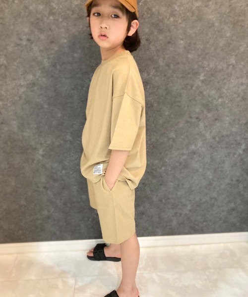 THE CASUAL（カジュアル）の「ピス付き無地　上下セット（Tシャツ/カットソー・キッズ・ブラック/ダークグリーン/杢グレー/オレンジ/ネイビー/ミント/ベージュ/チャコール・110cm/120cm/130cm/140cm/150cm/160cm）」の19枚目の写真