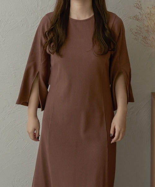 Ambre Neige(アンブルネージュ)の「バックリボンリブワンピース/【WEB/EC限定商品】(ワンピース・レディース・アイボリー/モカ・FREE)」の18枚目の写真