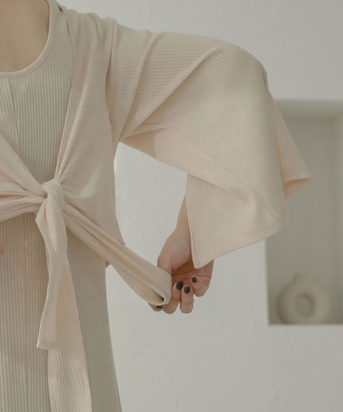 Ambre Neige(アンブルネージュ)の「バックリボンリブワンピース/【WEB/EC限定商品】(ワンピース・レディース・アイボリー/モカ・FREE)」の10枚目の写真