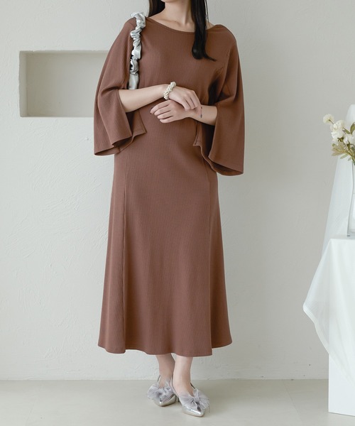 Ambre Neige(アンブルネージュ)の「バックリボンリブワンピース/【WEB/EC限定商品】(ワンピース・レディース・アイボリー/モカ・FREE)」の15枚目の写真