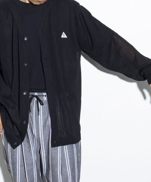 GEVACO（ゲバコ）の「【GEVACO/ゲバコ】シアーカーディガン ドロップショルダー オーバーサイズ（カーディガン/ボレロ・メンズ・グリーン/ブラック/ベージュ・M/L）」の2枚目の写真