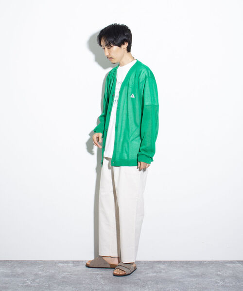 GEVACO（ゲバコ）の「【GEVACO/ゲバコ】シアーカーディガン ドロップショルダー オーバーサイズ（カーディガン/ボレロ・メンズ・グリーン/ブラック/ベージュ・M/L）」の5枚目の写真