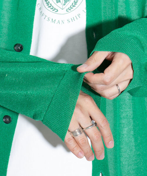 GEVACO（ゲバコ）の「【GEVACO/ゲバコ】シアーカーディガン ドロップショルダー オーバーサイズ（カーディガン/ボレロ・メンズ・グリーン/ブラック/ベージュ・M/L）」の13枚目の写真