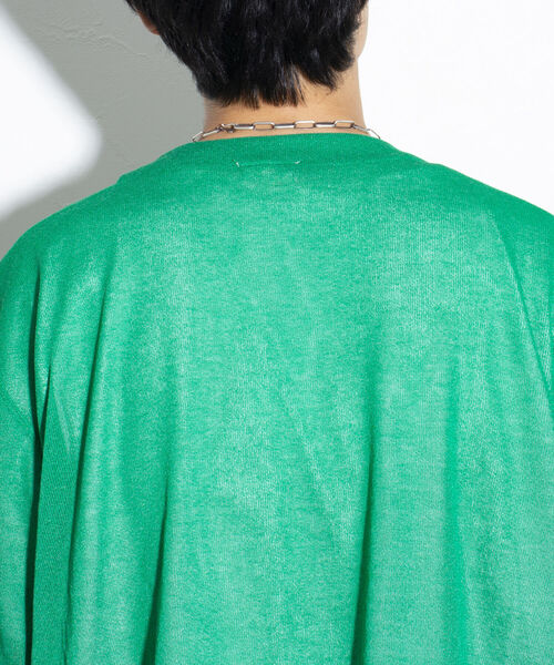 GEVACO（ゲバコ）の「【GEVACO/ゲバコ】シアーカーディガン ドロップショルダー オーバーサイズ（カーディガン/ボレロ・メンズ・グリーン/ブラック/ベージュ・M/L）」の15枚目の写真