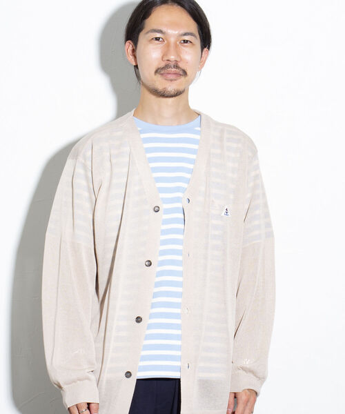 GEVACO（ゲバコ）の「【GEVACO/ゲバコ】シアーカーディガン ドロップショルダー オーバーサイズ（カーディガン/ボレロ・メンズ・グリーン/ブラック/ベージュ・M/L）」の21枚目の写真