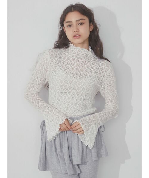 merry jenny（メリージェニー）の「レースフレアスリーブtops（Tシャツ/カットソー・レディース・オフホワイト/ブルー/ピンク・FREE）」の7枚目の写真